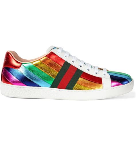 new ace rainbow sneaker gucci|gucci ace embellished leather sneakers.